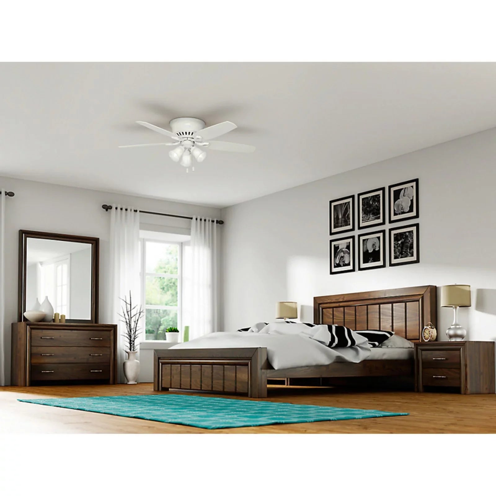 Hunter Fan Company Builder Low Profile 52" Ceiling Fan w/ Pull Chain, Snow White