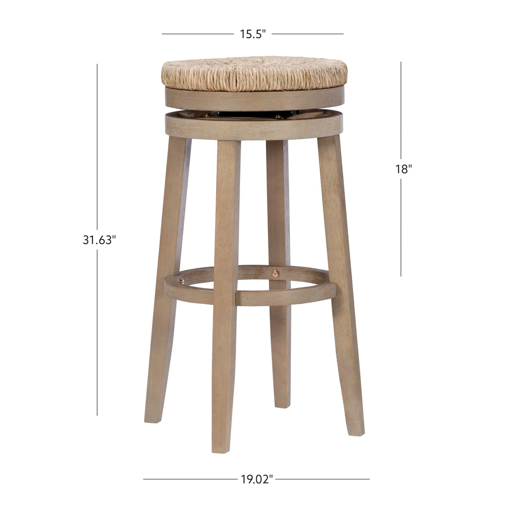 Morgan 31.5" Backless Bar Stool with Swivel, Natural with Natural Rush