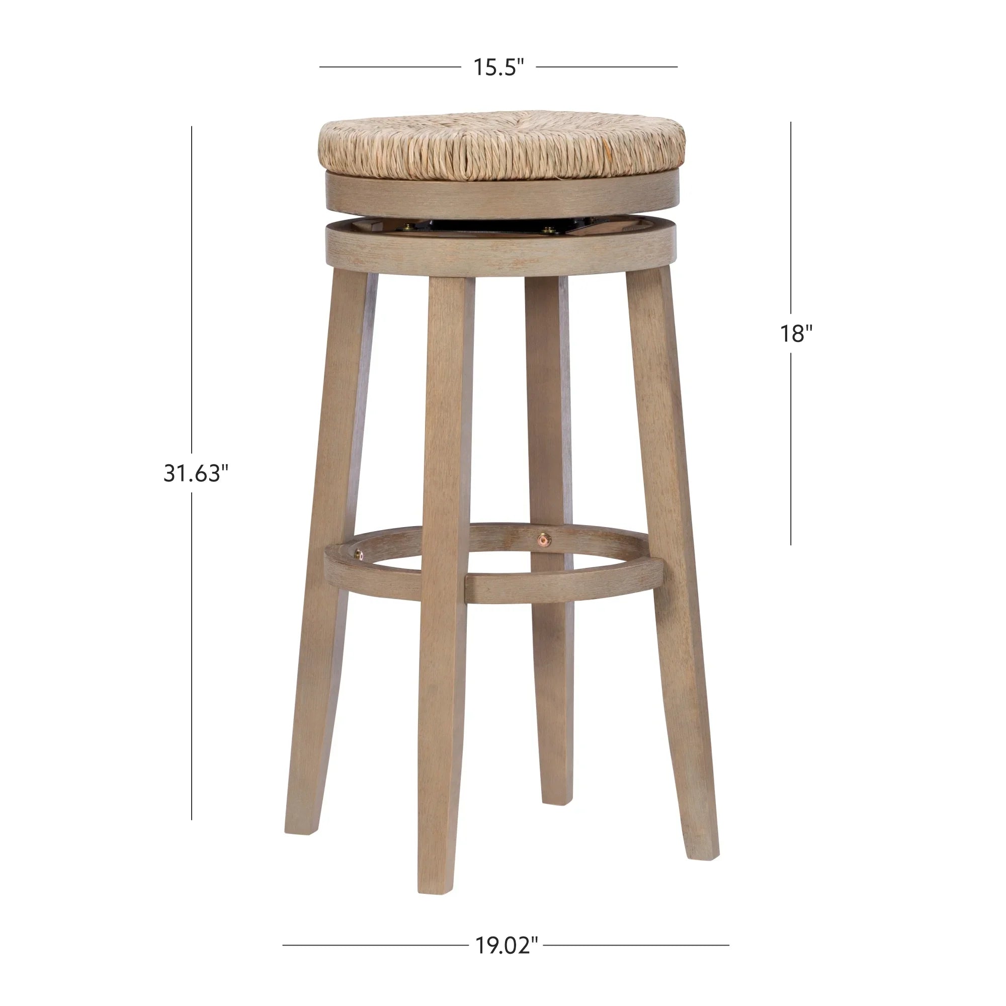 Morgan 31.5" Backless Bar Stool with Swivel, Natural with Natural Rush