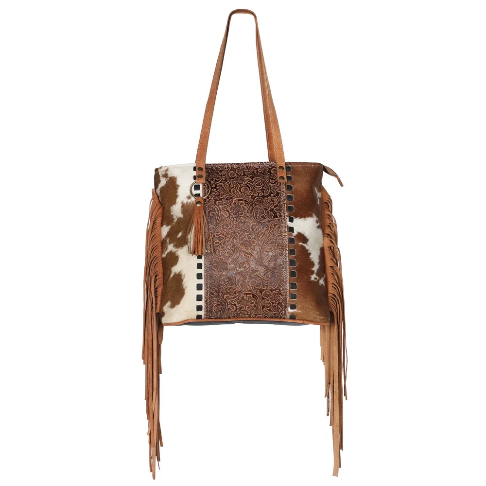 KB OHLAY KB596 TOTE Upcycled Wool Embossed Hair-on Genuine Leather women bag western handbag purse