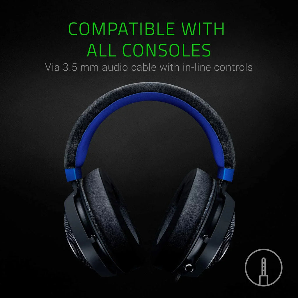 used Razer Kraken Gaming Headset: Lightweight Aluminum Frame, Retractable Noise Isolating Microphone, for PC, PS4, PS5, Switch, Xbox One, Xbox Series X & S, Mobile, 3.5 mm Audio Jack