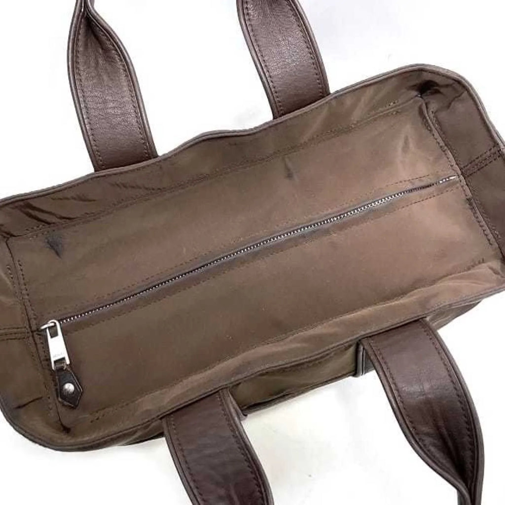 Pre-Owned Hermes Tote Bag Acapulco PM Brown Silver Handbag Nylon Leather HERMES Women's (Fair)