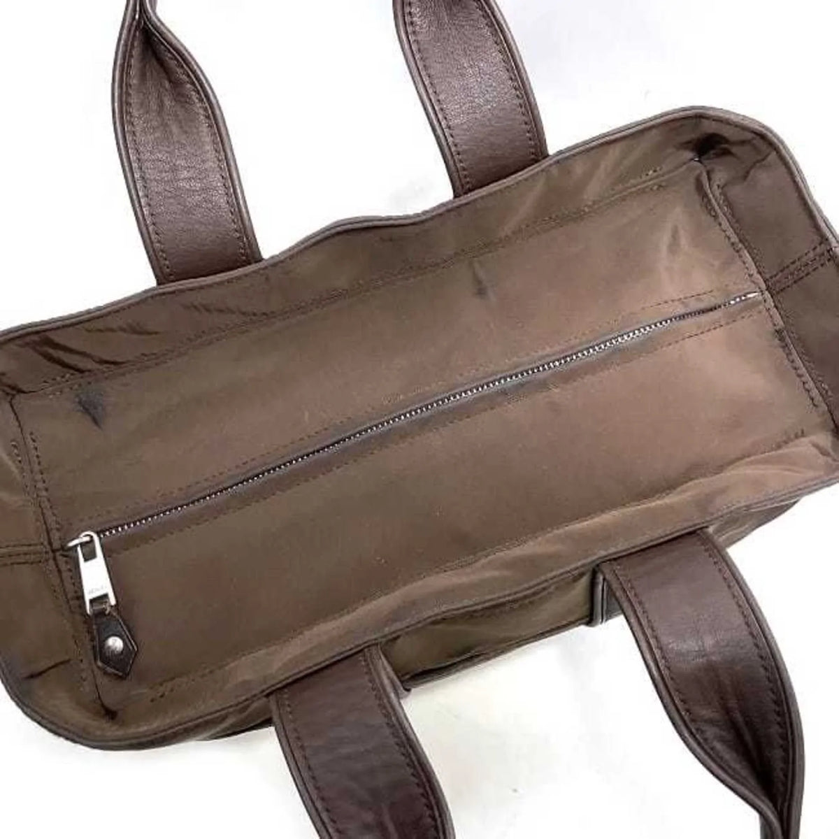 Pre-Owned Hermes Tote Bag Acapulco PM Brown Silver Handbag Nylon Leather HERMES Women's (Fair)