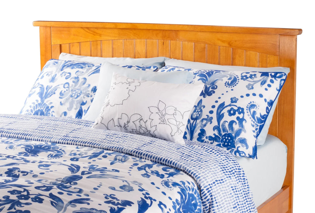AFI Nantucket Full Size Platform Bed with Panel Footboard and Full Size Trundle in Caramel Latte