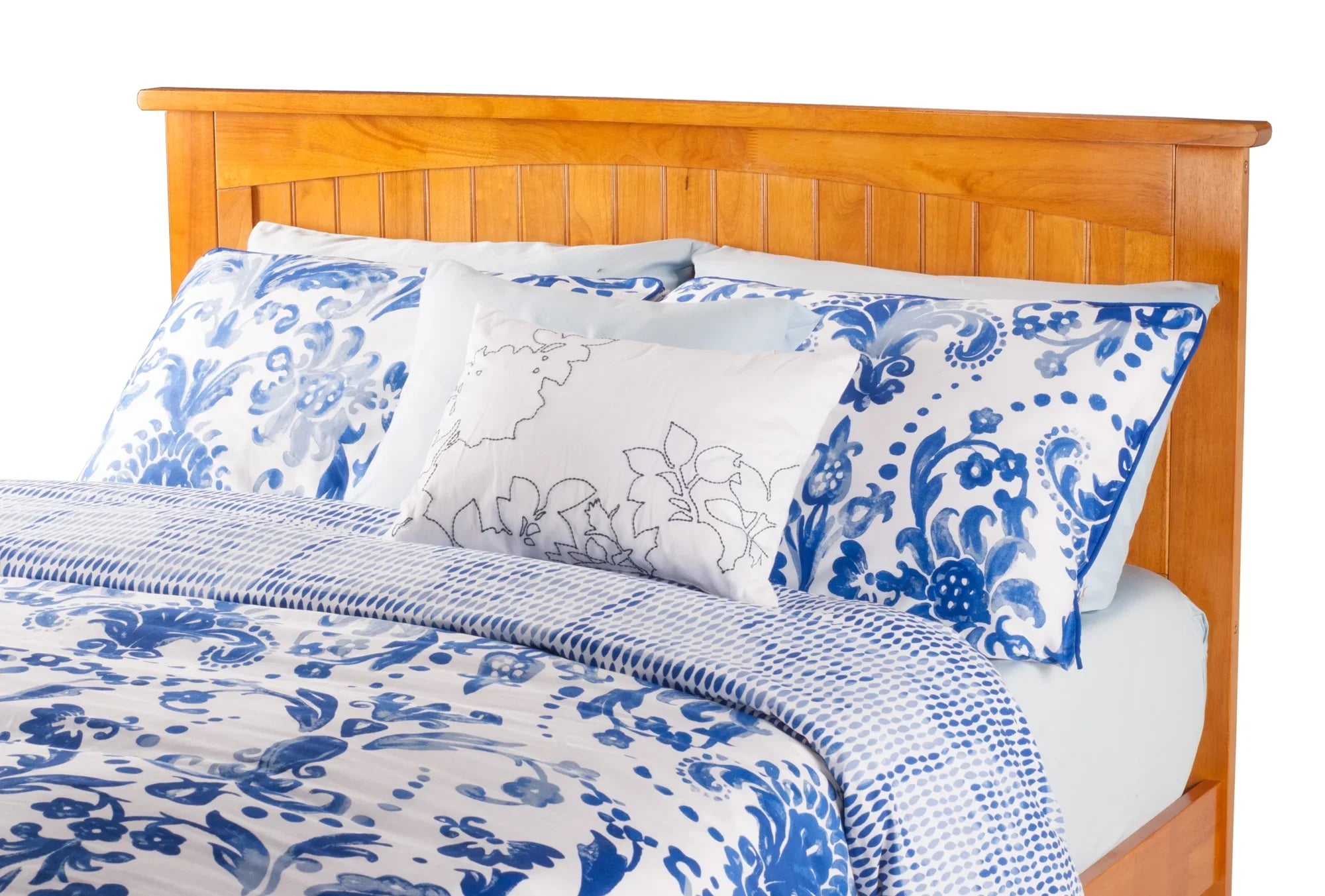 AFI Nantucket Full Size Platform Bed with Panel Footboard and Full Size Trundle in Caramel Latte