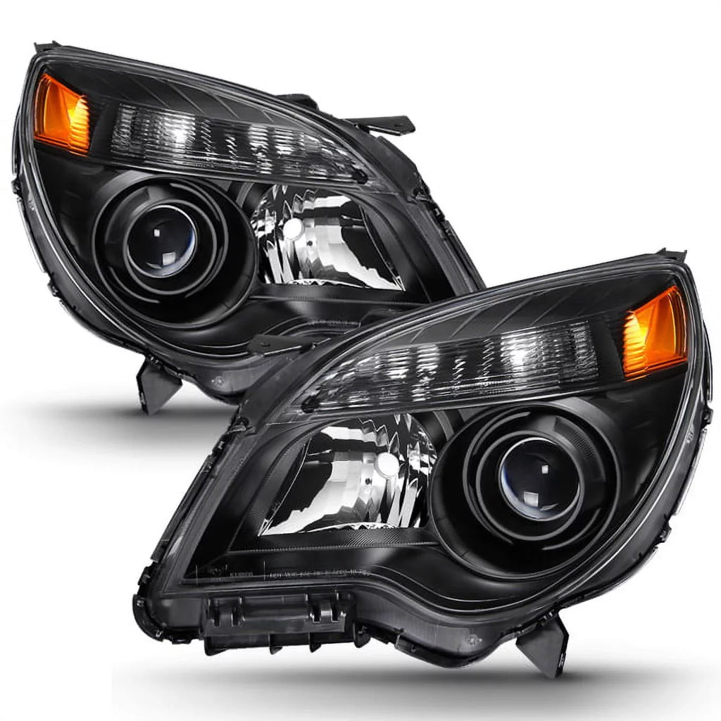 AKKON - For BLACK 2010 2011 2012 2013 2014 2015 Chevy Equinox Halogen Type Projector Headlight Headlamp Left & Right Set