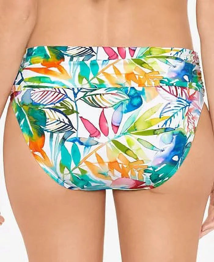 LAUREN RALPH LAUREN Tropical Caribbean Wide Banded Shirred Hipster Bottoms Multicolored 8