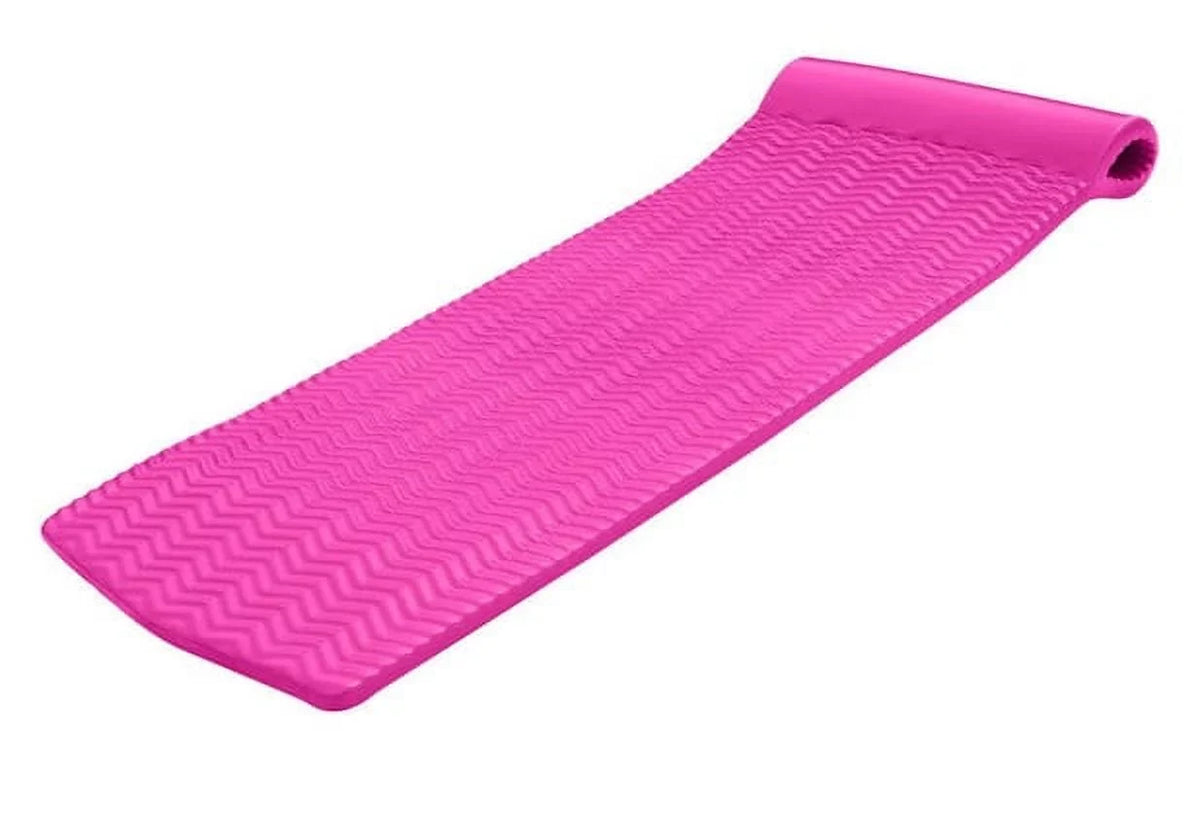 74" Pink Floating Foam Swimming Pool Mattress Lounger with Head Rest