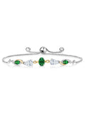 Gem Stone King 925 Silver and 10K Yellow Gold Green Created Emerald White Moissanite Nano Emerald and Lab Grown Diamond Tennis Bracelet for Women By Keren Hanan (1.59 cttw, Adjustable Up To 9 inch)