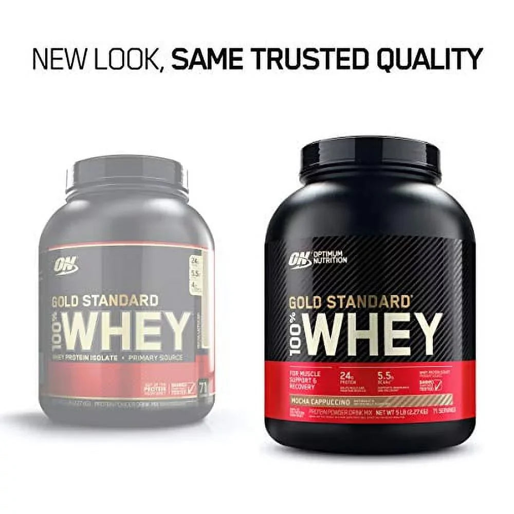 Optimum Nutrition Gold Standard 100% Protein Powder(Packaging May Vary), Whey, Mocha Cappuccino, 5 Pound , 80 Oz