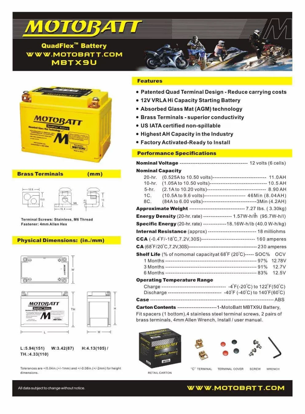 MotoBatt AGM Battery 06-12 for Yamaha FZS 1000 FZ1 2011-Up XT 1200Z Super Tenere