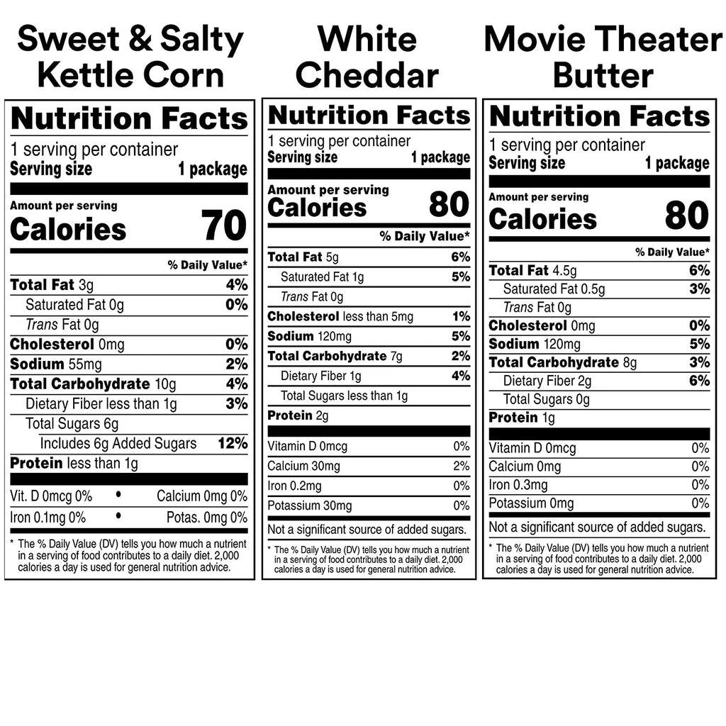 (2 pack) Smartfood White Cheddar, Kettle Corn & Movie Theater Butter Flavor Variety Pack Popcorn Snacks, 0.5 oz Bags, 40 Count Multipack