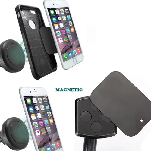Air Vent Magnetic Car Mount w 4.8Amp Retractable Charger for LG K8+ (2018) - Motorola Moto G5 PLUS (XT1687) E5 Plus E4 PLUS G6 Play, Droid Turbo 2 - Samsung Galaxy Sky, S7 S6 S5, On5