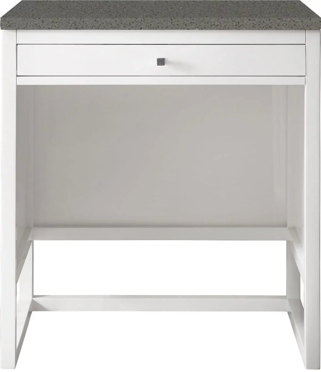 James Martin Furniture  30 in. Athens Countertop Unit with 3 CM Grey Expo Quartz Top, Glossy White
