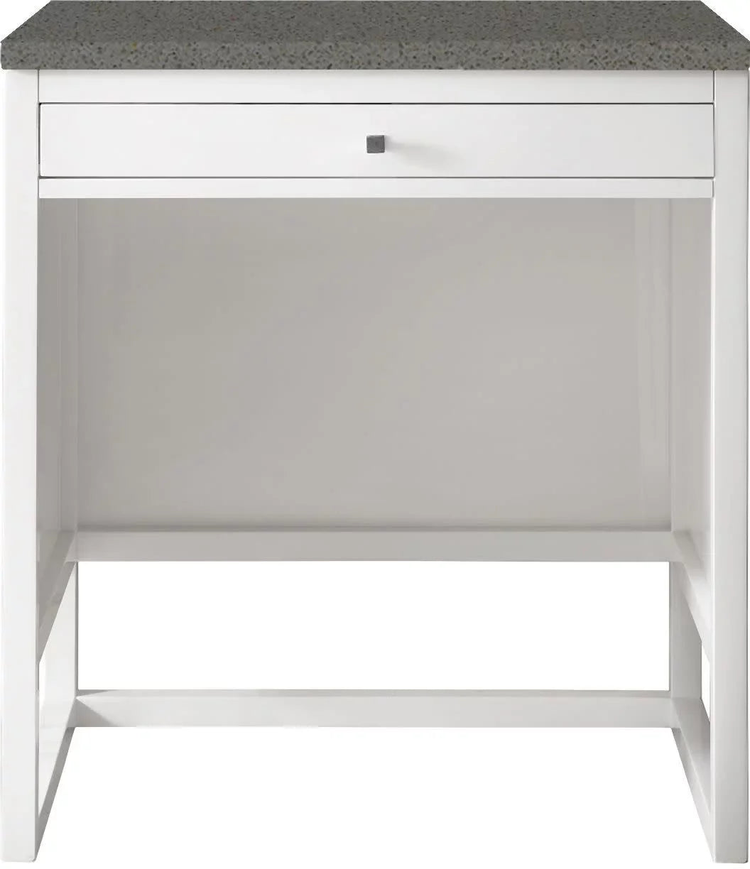 James Martin Furniture  30 in. Athens Countertop Unit with 3 CM Grey Expo Quartz Top, Glossy White