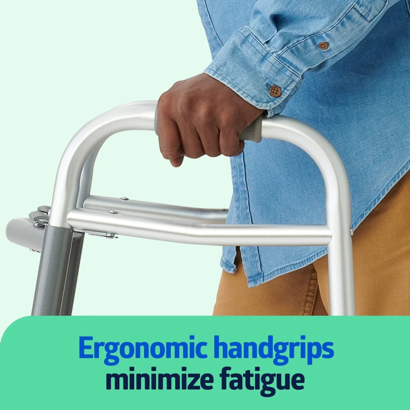 Medline Lightweight Folding Walker with 5” Wheels, Aluminum Frame Supports up to 300 lbs.
