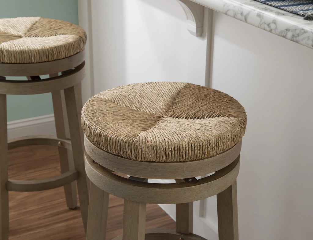 Morgan 31.5" Backless Bar Stool with Swivel, Natural with Natural Rush