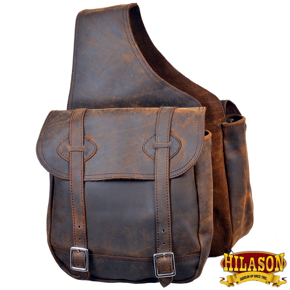 98HS Leather Horse Saddle BagÂ Leather Chap For Trail Hilason