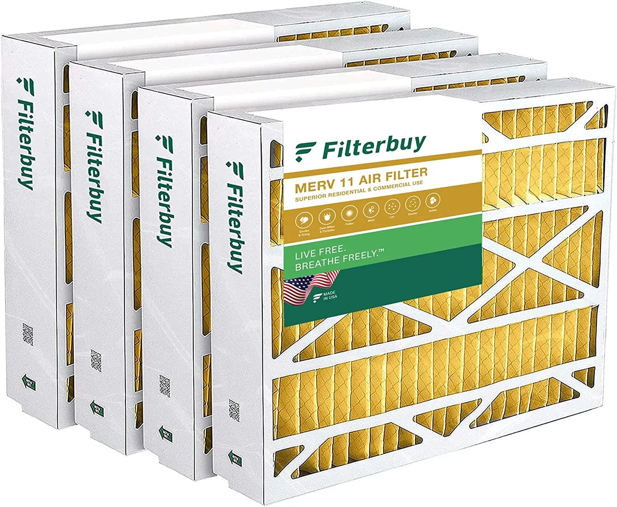 Filterbuy 24.5x27x5 MERV 11 Pleated HVAC AC Furnace Air Filters for Trane, American Standard, Honeywell, and Accumulair (4-Pack)