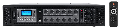 (4) JBL COL600-BK 24" Black 70V Commercial Column Wall Mount Array Speakers+Amp