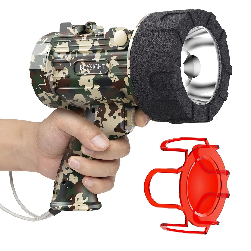 BUYSIGHT Rechargeable Spotlight Flashlight,120000 lumens Hand held Spotlight Waterproof Flashlight Hunting Lamp with red Filter (Camouflage Green)