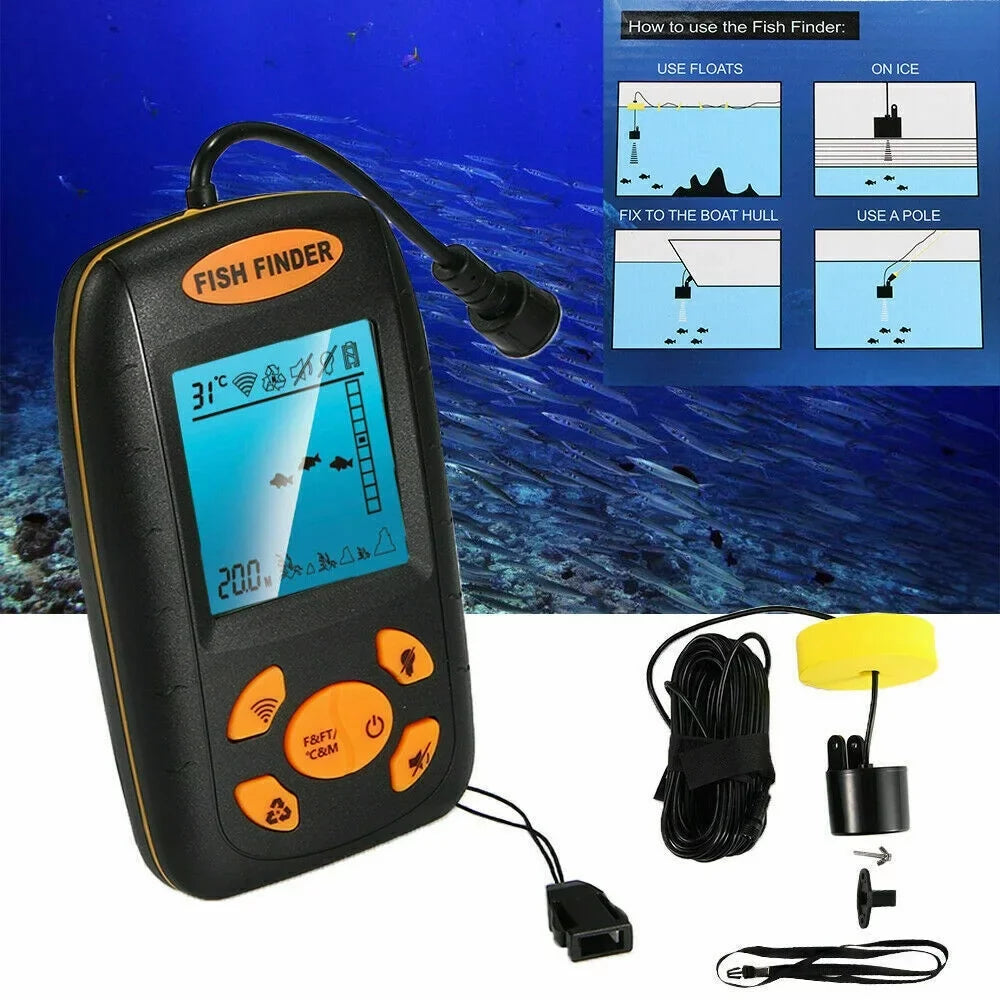 Jahy2Tech Portable Fish Finder Echo Sonar Alarm Sensor Transducer - Enhance Your Fishing Experience with Advanced Technology