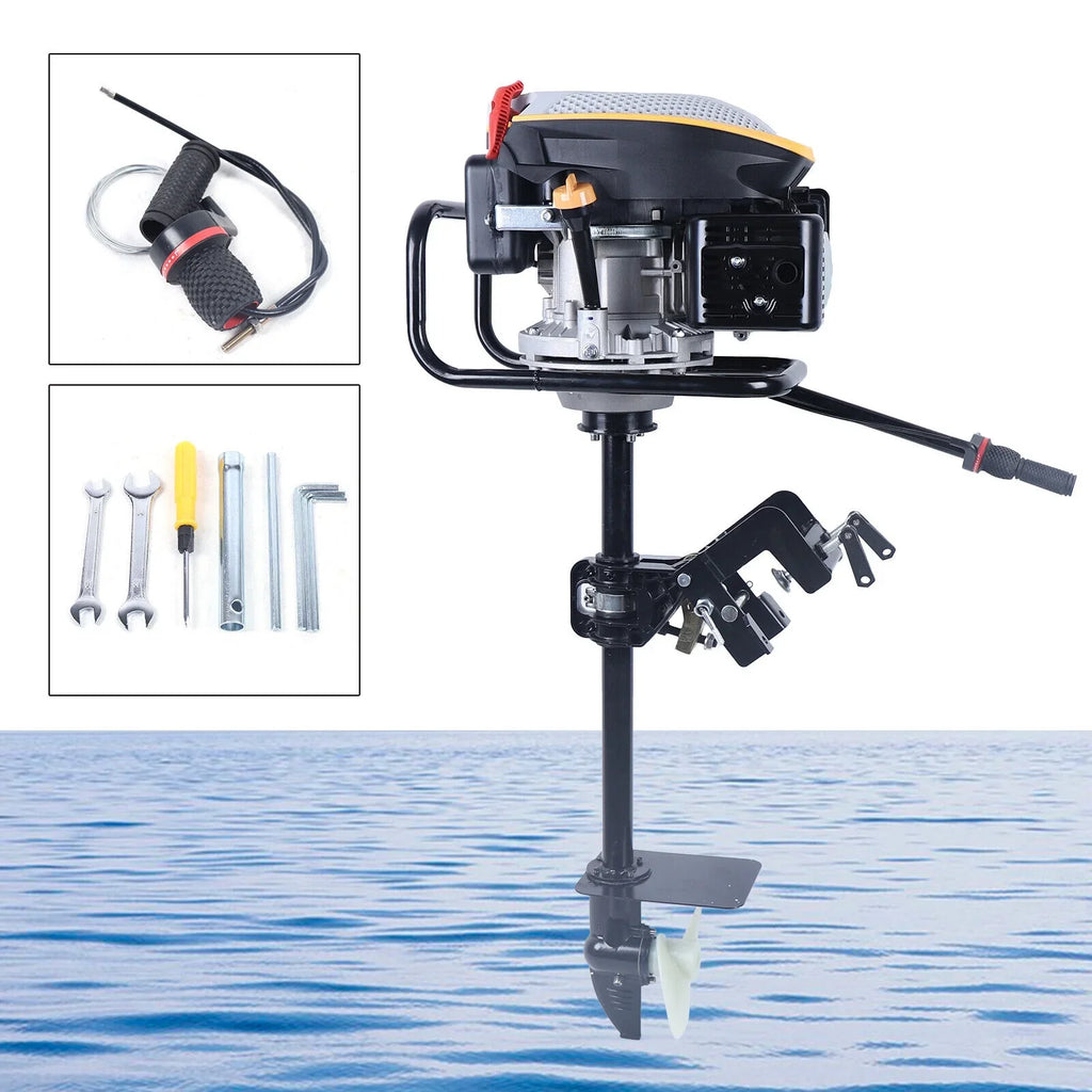 Miumaeov 4 Stroke 9 HP Outboard Motor 225 CC Fishing Boat Engine Air Cooling Single Cylinder Heavy Duty Boat Engine Marine Engine with TAS Ignition System 3600 r/min