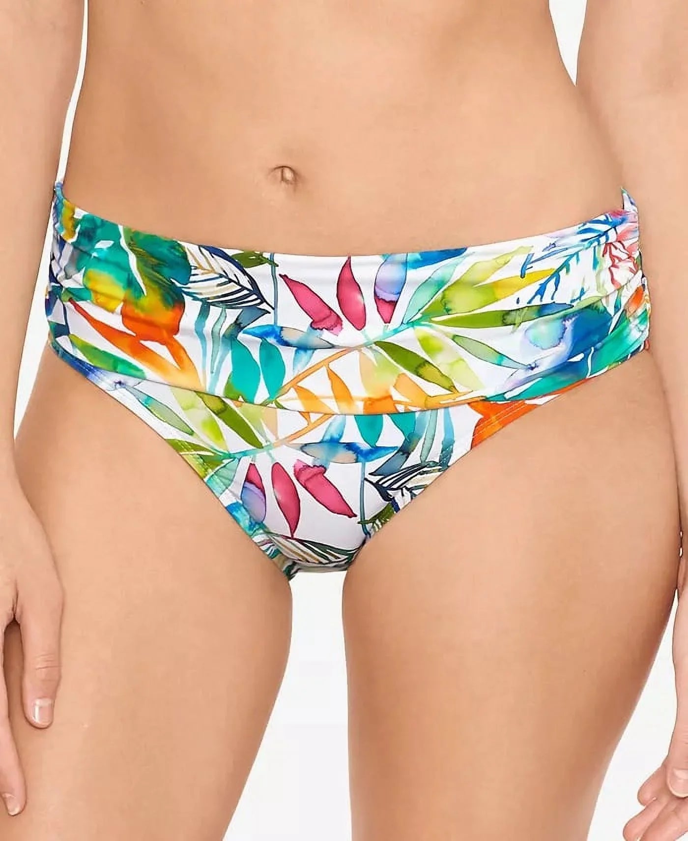 LAUREN RALPH LAUREN Tropical Caribbean Wide Banded Shirred Hipster Bottoms Multicolored 8