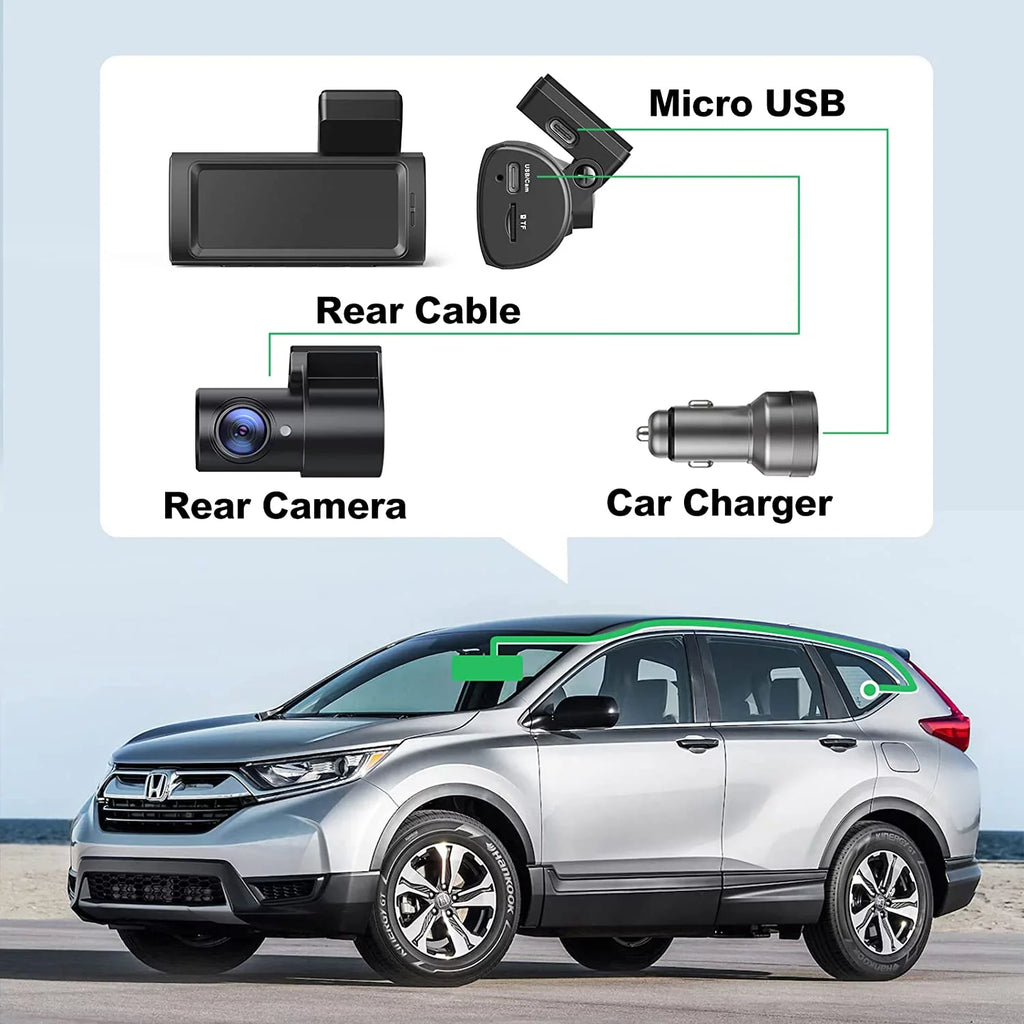 Yeecore D32 Dual Dash Dam, Built-in WiFi GPS, 2.5K+1080P Dash Cam Front and Rear, Portable Magnetic Mount, Super Night Vision, Parking Mode, Dash Camera for Cars App Control, G-Sensor, Accident Record