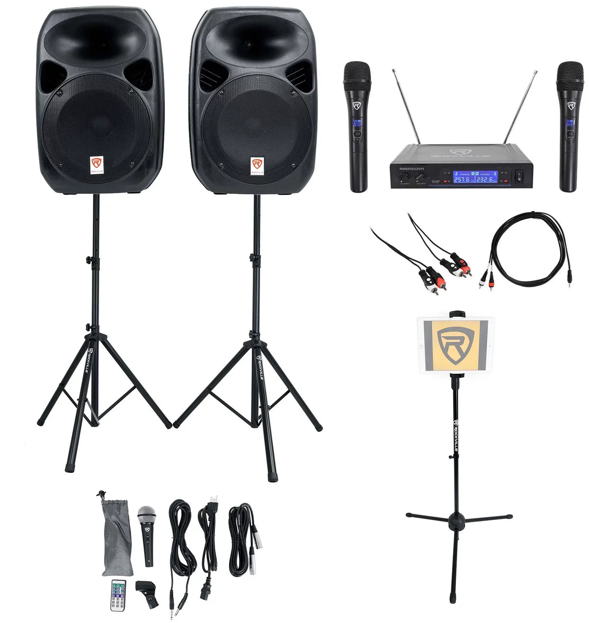 Rockville Dual 12" Android/iphone/ipad/Portable PC/Tablet Pro Karaoke Machine/System