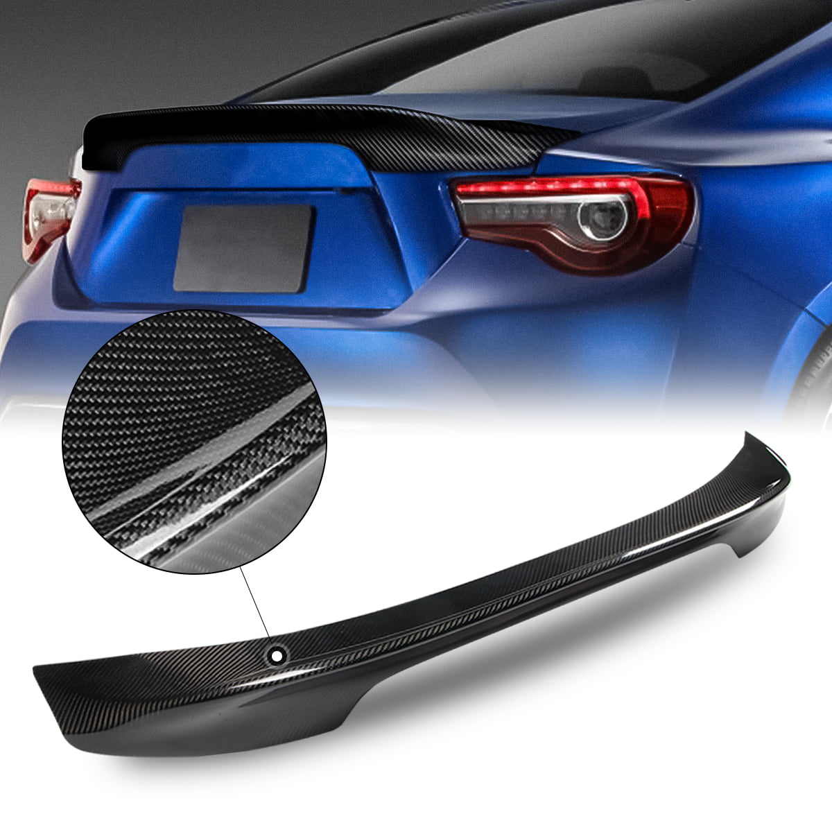 DNA Motoring 2-SPC-SCFRS-T For 2013-2020 Subaru BRZ Scion FR-S Toyota 86 Carbon Fiber TRD Style Duck Bill Rear Trunk Lid Spoiler