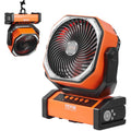 SKYSHALO 9 inch Portable Fan Rechargeable with LED Lantern 4 Speeds Swivel Timer