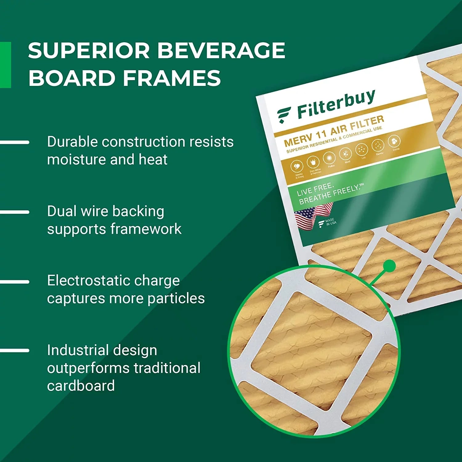 Filterbuy 15x28x1 MERV 11 Pleated HVAC AC Furnace Air Filters (6-Pack)