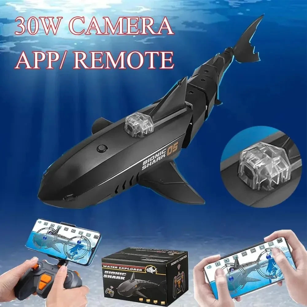 Boat Camera Submarine Electric Shark with remote control camera 30W HD RC Toy Animals Pool Toys Kids Boys Children boats 04
