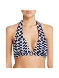 Shoshanna Womens Printed Ring Hole Swim Top Separates Navy A