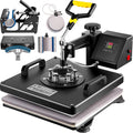 VEVORbrand 6 in 1 Heat Press Machine 15"x15" Combo Digital Multifunctional Sublimation Heat Transfer Machine Dual LED Panel 360 Degree Rotation Swing Away for Printing T Shirts Hat Mug Cap Plate