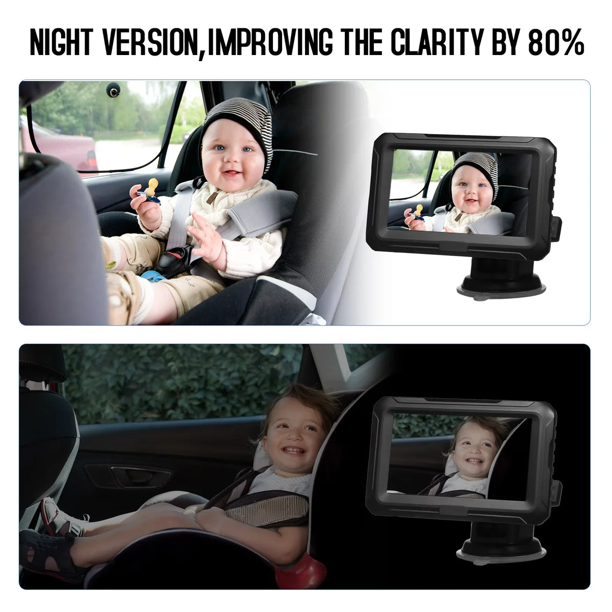 ammoon Invigilator Baby Car Mirror, Night Vision Monitor with 4.3'' Screen Wide View Angle, Picture Clarity