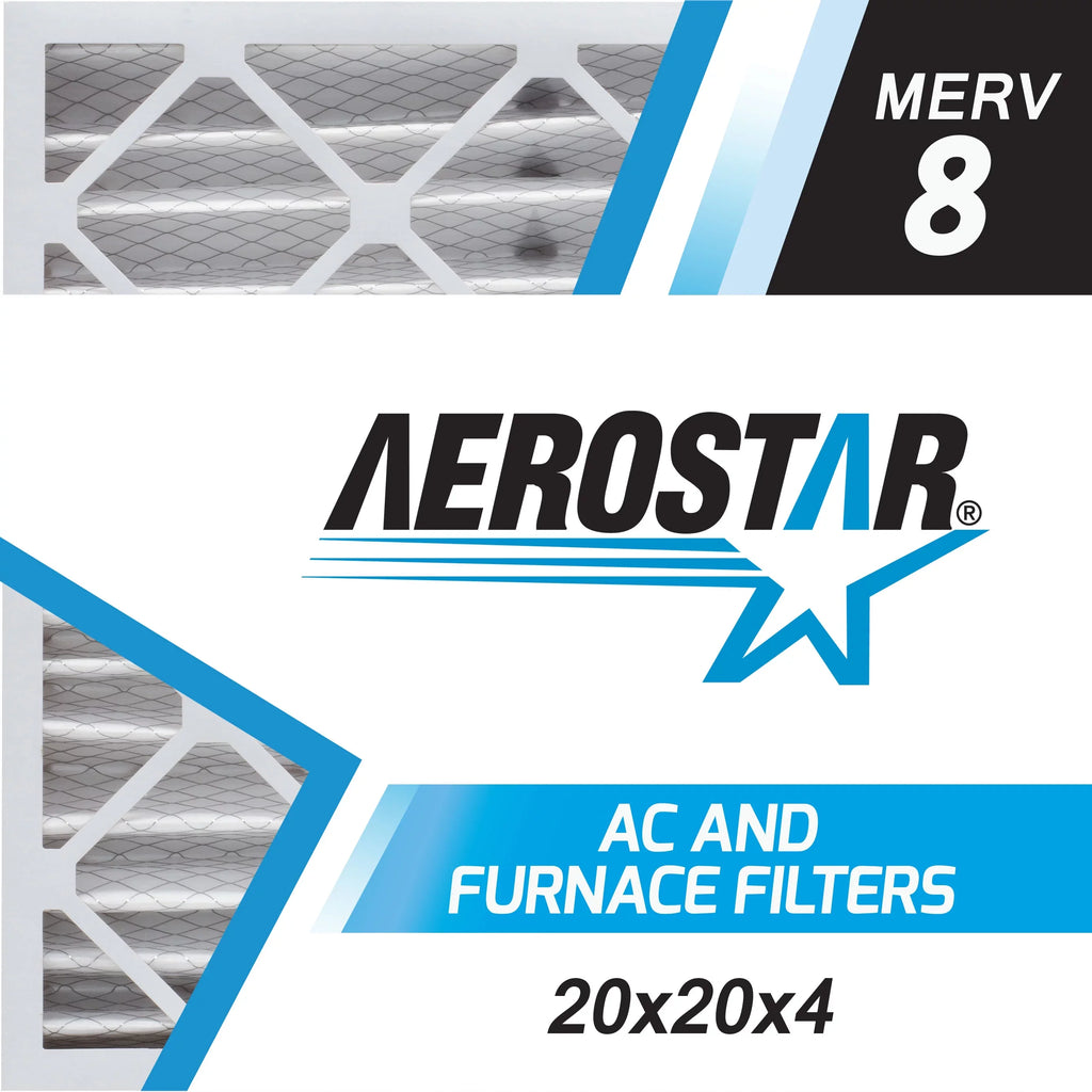 Aerostar 20x20x4 MERV  8, Pleated Air Filter, 20 x 20 x 4, Box of 3, Made in the USA