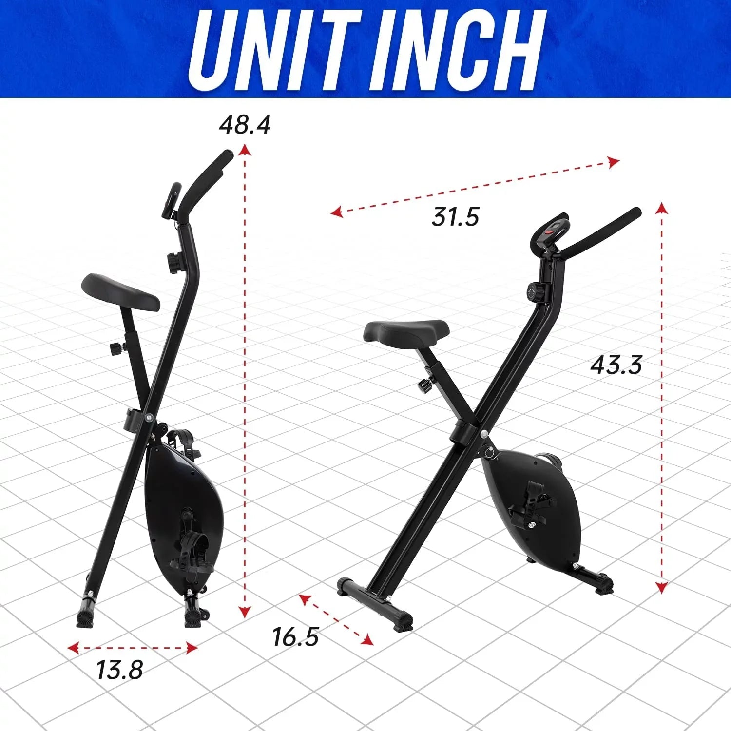 FDW Foldable Exercise Stationary Bike with 8 Levels of Magnetic Resistance Indoor Recumbent Exercise Bikes