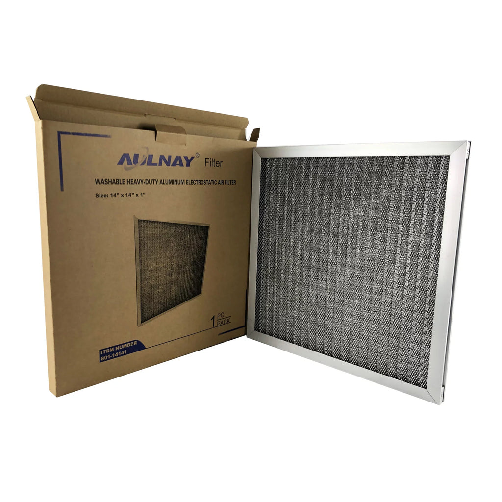 Aulnay Aluminum Electrostatic Air Filter (14" x 14" x 1"), Furnace Central AC Filter, Washable Metal HVAC Air Filter