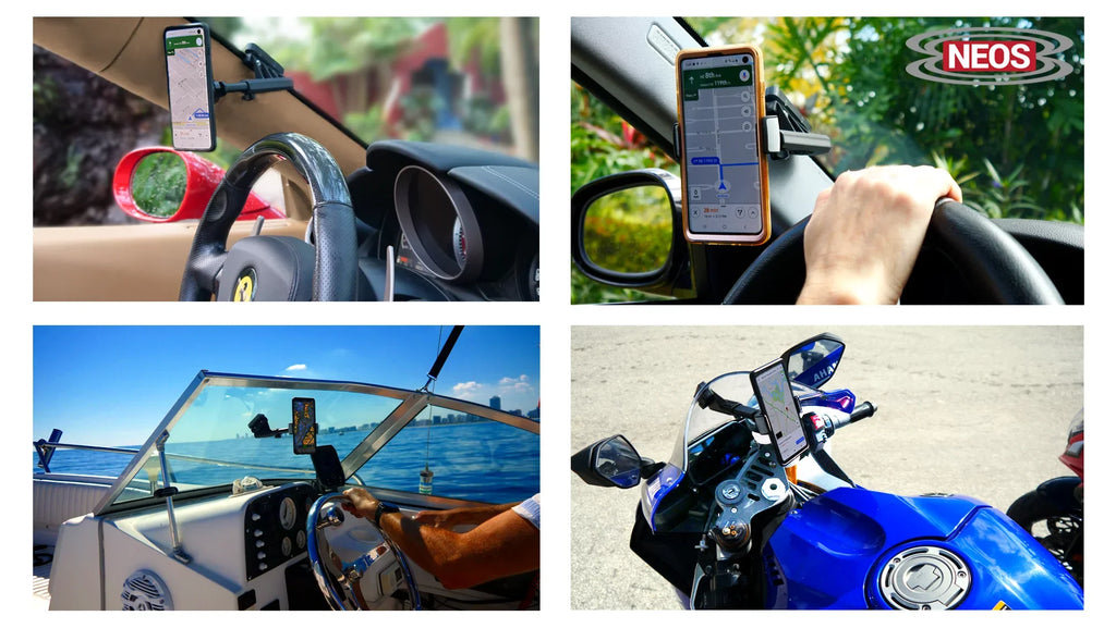 NEOS Magnetic Vehicle Phone Holder (Mount Version D) Best and Reliable Windshield Universal Car and Boat Mount for iPhone, Samsung, Moto, Huawei, Nokia, LG, Smartphones