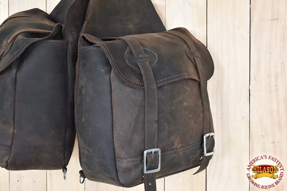 98HS Leather Horse Saddle BagÂ Leather Chap For Trail Hilason