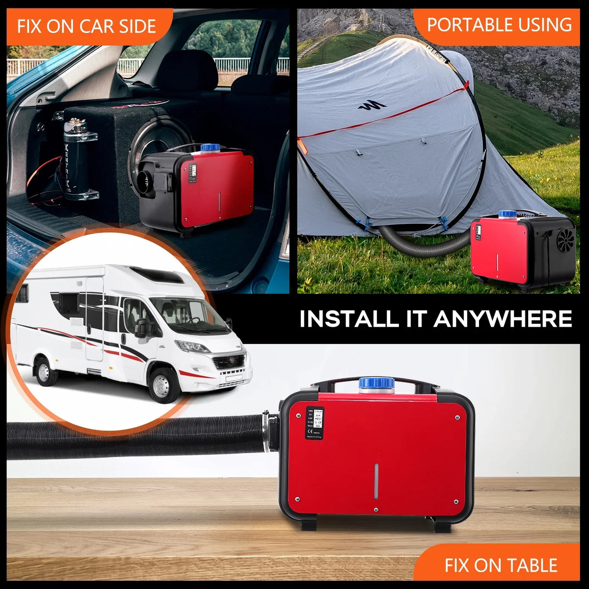 Tropow 12V 5KW Diesel Air Heater, Portable and Convenient Integrated Parking Heater Heating, All-in-one Single Hole with Remote Control Blue LCD Monitor for Car Trucks Boat Bus RV and Trailer