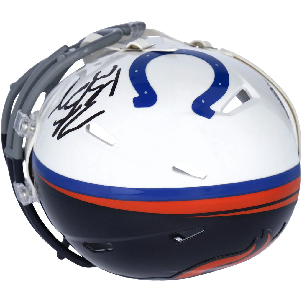 Peyton Manning Indianapolis Colts & Denver Broncos Autographed Half & Half Riddell Speed Mini Helmet - Signature on Denver Side - Fanatics Authentic Certified