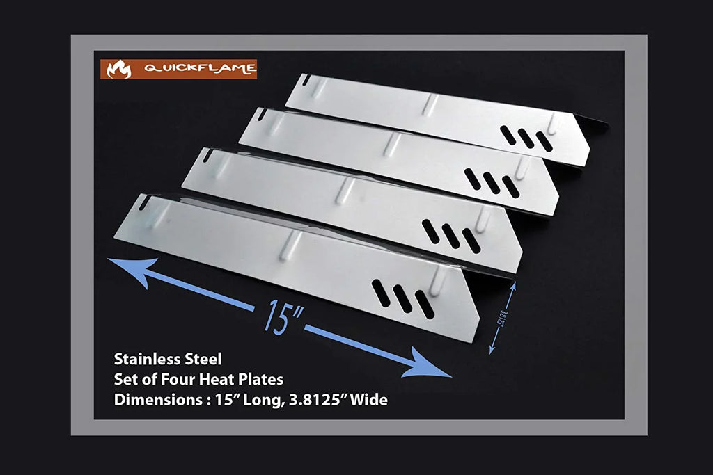 Grill Drip Pans Adjustable Grease Tray (24.5" to 27") and Heat Plates Set (4 Pack) for DynaGlo, Uniflame, BHG, Backyard Grill Models