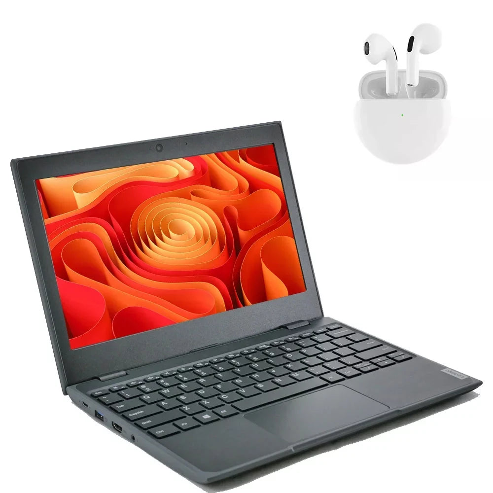 PreOwned Lenovo 100e Notebook 11.6" Processor Processor 4GB RAM 64GB SSD Windows 10 Pro with Wireless Earbuds (scratch and dent)