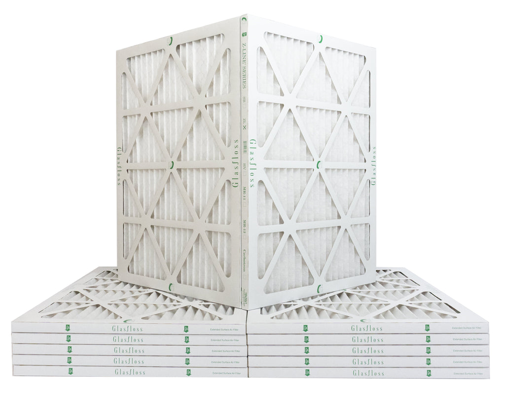 Glasfloss 16x20x1 - MERV 10 -Qty:12 - Furnace Air Filter - Made in USA (Actual Size: 15.5 x 19.5x7/8 inch)