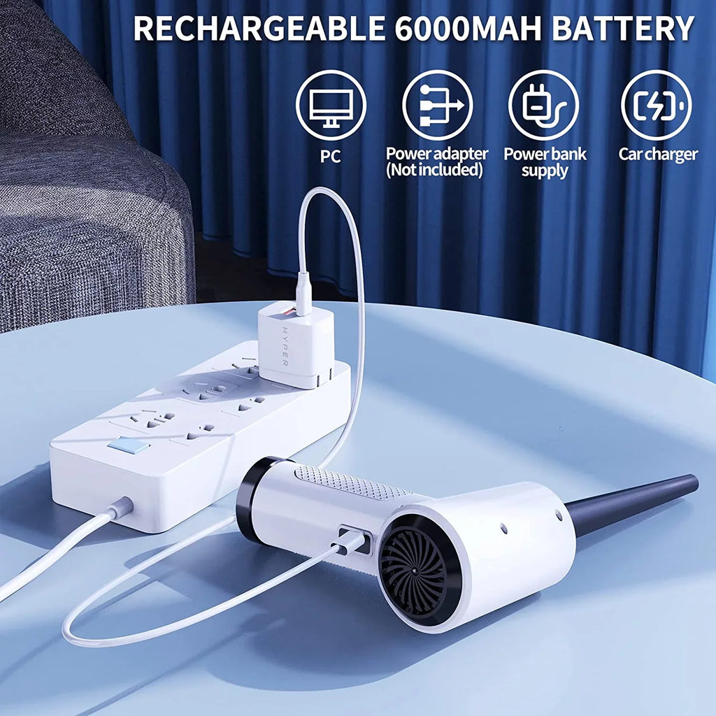 Cordless Compressed Air Duster, 51000RPM, 3 Speed, 6000mAh10W Fast Charging Powerful Keyboard Cleaner with LED Light for Dust Off/Cleaning Computer/Conditioner/Car