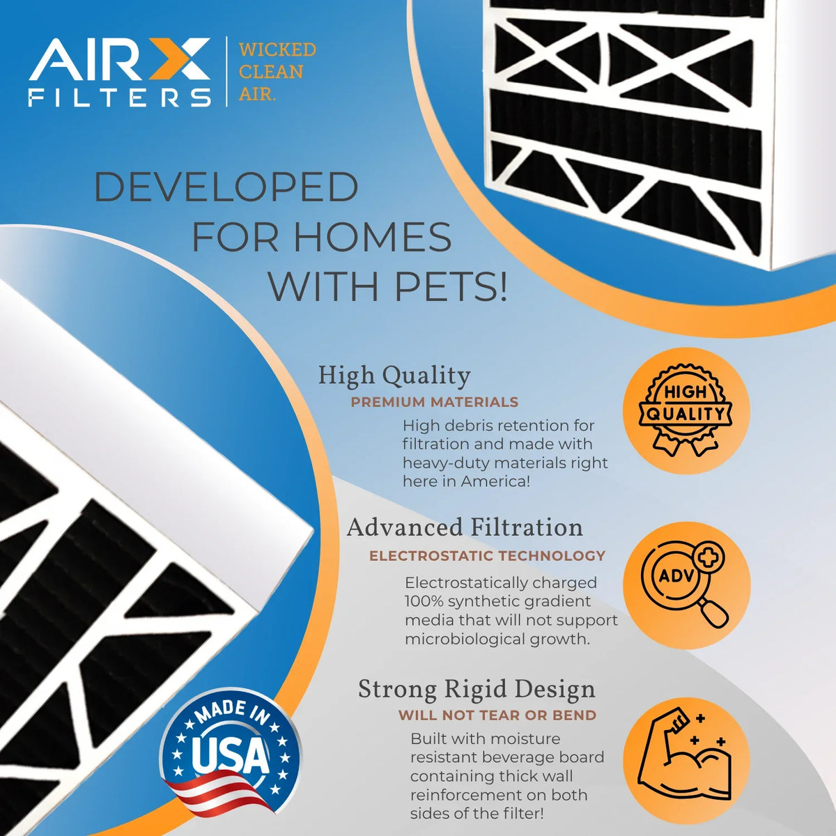 16x28x6 Air Filter Odor Eliminator Carbon Filter MERV 8 Comparable to MPR 700 & FPR 5 Compatible with Aprilaire 401 2 Pack by AIRX FILTERS WICKED CLEAN AIR.