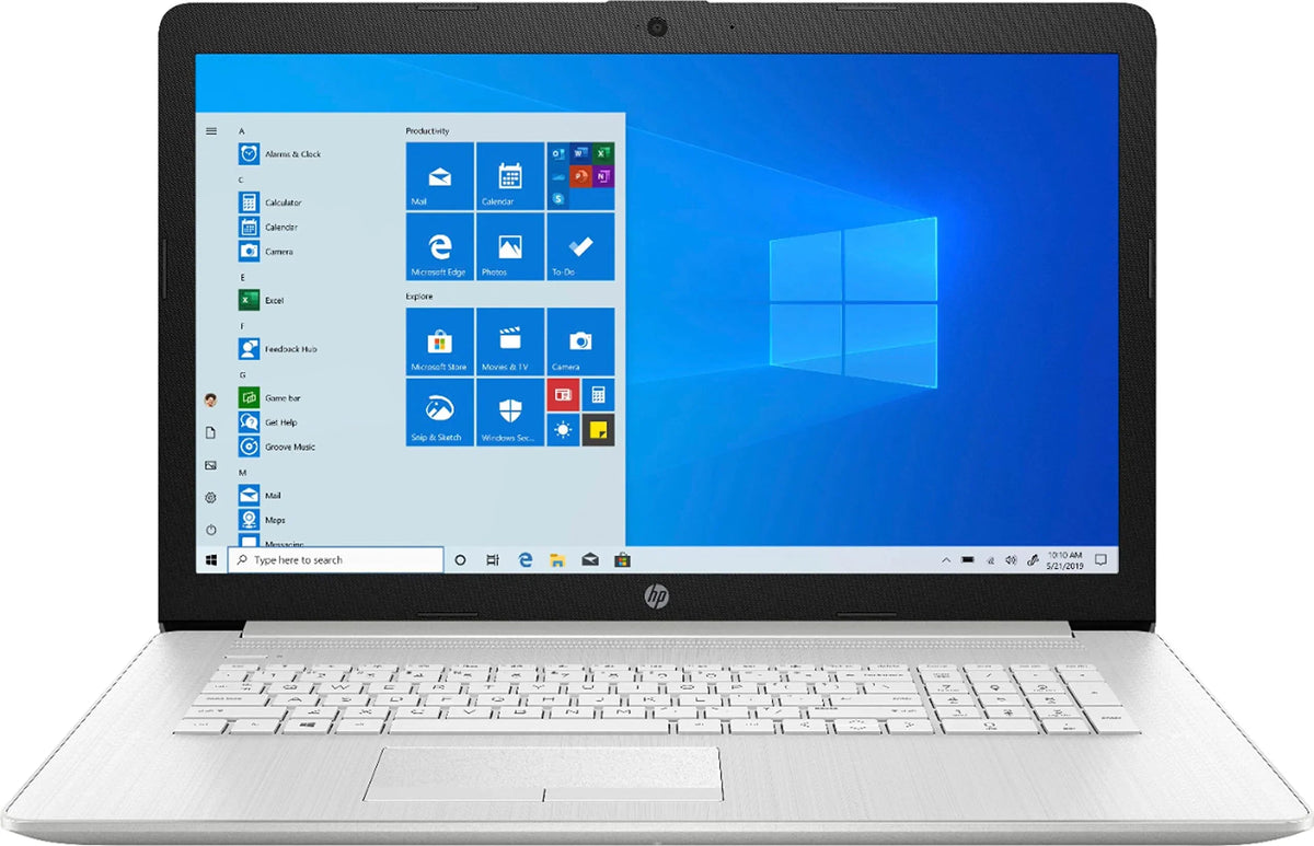 HP 2021 17.3" FHD IPS Notebook Computer 11th Microprocessor Quad Core 5-1135G7, 8GB RAM 512GB SSD, Microprocessor Iris Xe Graphics, USB-C Webcam WiFi HDMI Windows 10 S Silver+GOLDOXIS Card